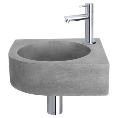 Differnz Cleo fonteinset beton donkergrijs - kraan recht - 31.5 x 31.5 x 10 cm - chroom