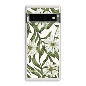 Wit bloemenpatroon: Google Pixel 6 Pro Transparant Hoesje