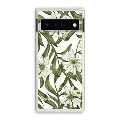 Wit bloemenpatroon: Google Pixel 6 Pro Transparant Hoesje