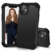 Voor iPhone 11 PC + silicone driedelige anti-drop mobiele telefoon bescherming Bback cover (zwart)