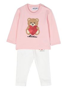 Moschino Kids survêtement en coton stretch à logo - Rose