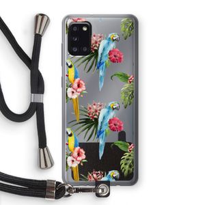 Kleurrijke papegaaien: Samsung Galaxy A31 Transparant Hoesje met koord