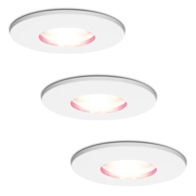 Set van 3 Barcelona - Smart inbouwspot - IP44 waterdicht - 5,5 Watt 345 Lumen - Wifi + Bluetooth - RGBWW - GU10 - Google Home, Amazon Alexa en Siri - Voor binnen, buiten en badkamer - Wit