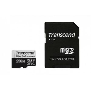 Transcend ts256gusd340s microsdxc w/ adapter, 256gb, uhs-i u3, v30, a2, 3d nand, 160/ 125 mb/s