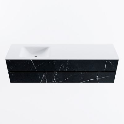 MONDIAZ VICA 180cm badmeubel onderkast Marquina 4 lades. Wastafel CLOUD links zonder kraangat, kleur Talc.