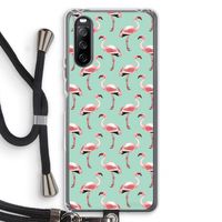 Flamingoprint groen: Sony Sony Xperia 10 III Transparant Hoesje met koord