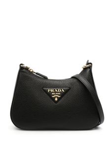 Prada sac porté épaule à plaque logo - Noir