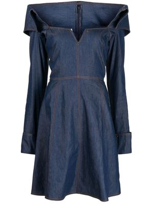 Saiid Kobeisy robe courte en jean à effet délavé - Bleu