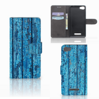 Wiko Lenny 2 Book Style Case Wood Blue - thumbnail