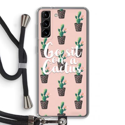 Cactus quote: Samsung Galaxy S21 Plus Transparant Hoesje met koord