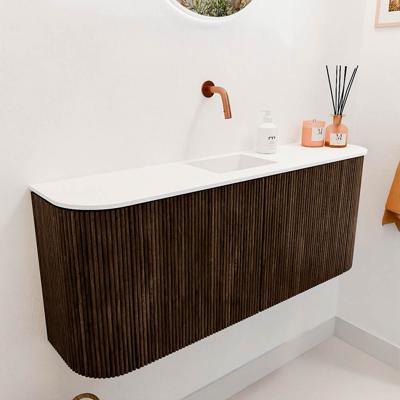 Toiletmeubel Mondiaz Joya | 103.2 cm | Meubelkleur Walnut | Faye wastafel Talc Midden | Zonder kraangat(en) Toiletmeubel Mondiaz Joya | 103.2 cm | Meubelkleur Walnut | Faye wastafel Talc Midden | Zonder kraangat(en)