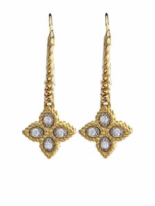 Roberto Coin boucles d'oreilles pendantes Princess Flower en or 18ct ornées de diamants