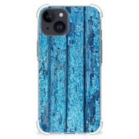 iPhone 15 Stevig Telefoonhoesje Wood Blue - thumbnail