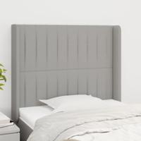 Hoofdbord met randen 103x16x118/128 cm stof lichtgrijs