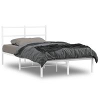 Bedframe met hoofdbord metaal wit 120x200 cm