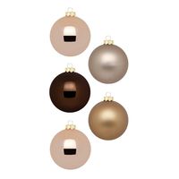 20x stuks glazen kerstballen elegant bruin mix 6 cm glans en mat - thumbnail