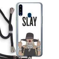 Slay All Day: Samsung Galaxy A20s Transparant Hoesje met koord Slay All Day: Samsung Galaxy A20s Transparant Hoesje met koord
