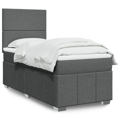 Boxspring met matras stof donkergrijs 90x190 cm