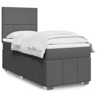 Boxspring met matras stof donkergrijs 90x190 cm