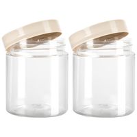 Voorraadpot/bewaarpot - 2x - 600 ml - kunststof - beige - B10 x H12 cm