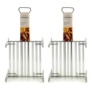 BBQ/barbecue braadrooster - 2x - grill verhoger - metaal - 26 x 26 x 8 cm