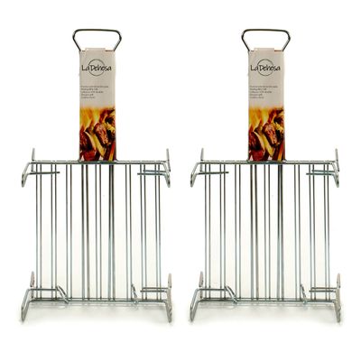 BBQ/barbecue braadrooster - 2x - grill verhoger - metaal - 26 x 26 x 8 cm