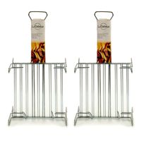 BBQ/barbecue braadrooster - 2x - grill verhoger - metaal - 26 x 26 x 8 cm - thumbnail