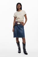 Denim rok met borduursels - BLUE - S