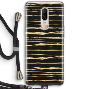 Gouden strepen: OnePlus 6 Transparant Hoesje met koord