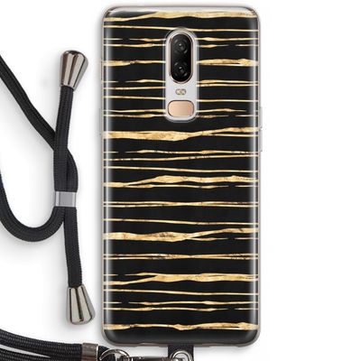 Gouden strepen: OnePlus 6 Transparant Hoesje met koord