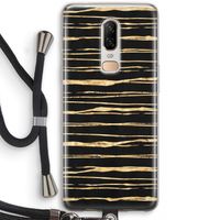 Gouden strepen: OnePlus 6 Transparant Hoesje met koord