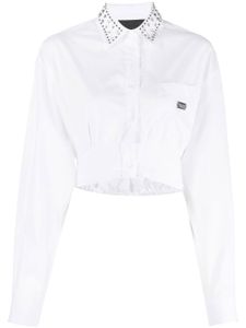 Philipp Plein chemise crop à détails de clous - Blanc