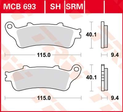 TRW Remblokken, en remschoenen voor de moto, MCB693 Allround organisch