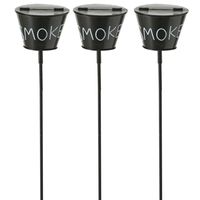 3x stuks zwarte tuin asbak Smoke op steker 110 cm