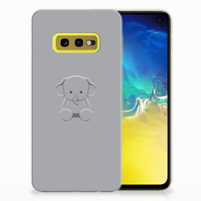 Samsung Galaxy S10e Telefoonhoesje met Naam Grijs Baby Olifant Samsung Galaxy S10e Telefoonhoesje met Naam Grijs Baby Olifant