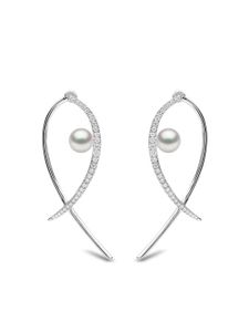 Yoko London boucles d'oreilles en or blanc 18ct ornés de diamants et de perles Akoya - Argent