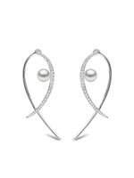 Yoko London boucles d'oreilles en or blanc 18ct ornés de diamants et de perles Akoya - Argent