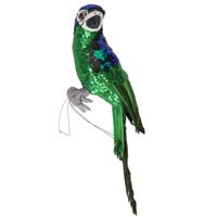 Groen woondecoratie beeld papegaai vogel 30 cm   -