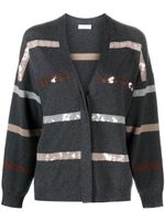 Brunello Cucinelli cardigan Dazzling Stripes brodé de sequins - Gris