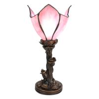 HAES DECO - Tiffany Tafellamp Bloem Roze Ø 18x32 cm Fitting E14 / Lamp max 1x25W - thumbnail