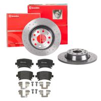 Remmenset, remschijf BREMBO, Remschijftype: Geperforeerd, Inbouwplaats: Achteras: , u.a. für VW, Skoda, Audi, Seat