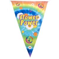 Vlaggenlijn flower power hippie feest decoratie 5 meter - thumbnail