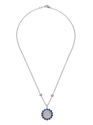 LEO PIZZO collier Aurora en or blanc 18ct serti de diamants et saphirs - Argent