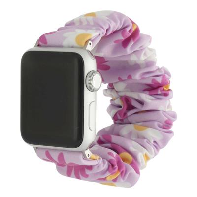 Apple Watch Nylon Scrunchie Band - Bloemen Paars - 44, 45, 46 & 49mm - ML