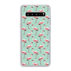 Flamingoprint groen: Samsung Galaxy S10 5G Transparant Hoesje