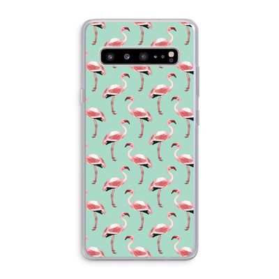 Flamingoprint groen: Samsung Galaxy S10 5G Transparant Hoesje