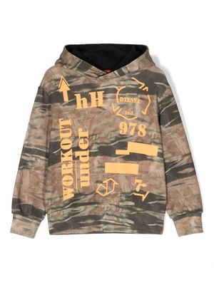 Diesel Kids hoodie en coton à imprimé graphique - Marron