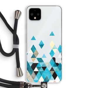Gekleurde driehoekjes blauw: Pixel 4 XL Transparant Hoesje met koord