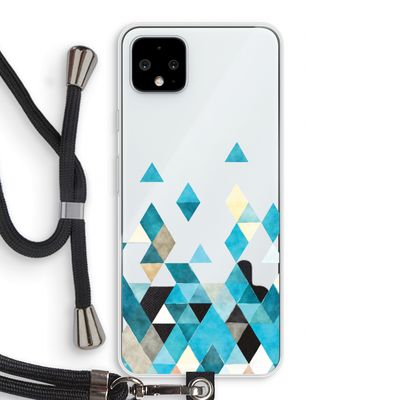 Gekleurde driehoekjes blauw: Pixel 4 XL Transparant Hoesje met koord