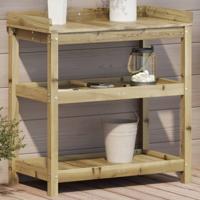 VidaXL Oppottafel met schappen 82,5x45x86,5 cm geïmpregneerd hout